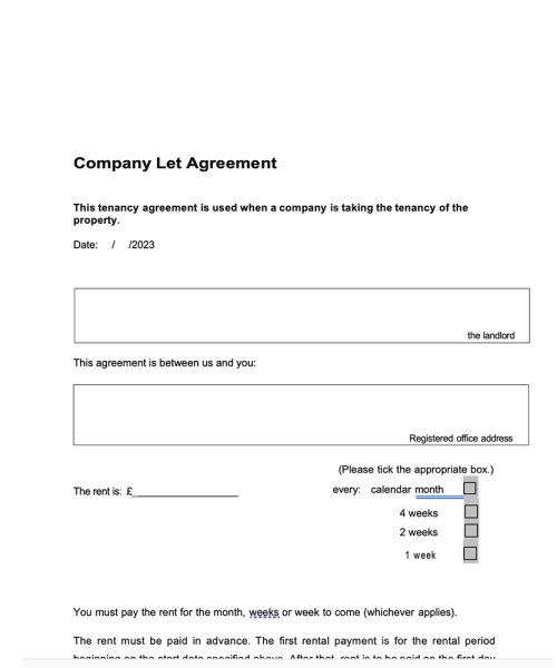 Company Let Assured Shorthold Tenancy Agreement