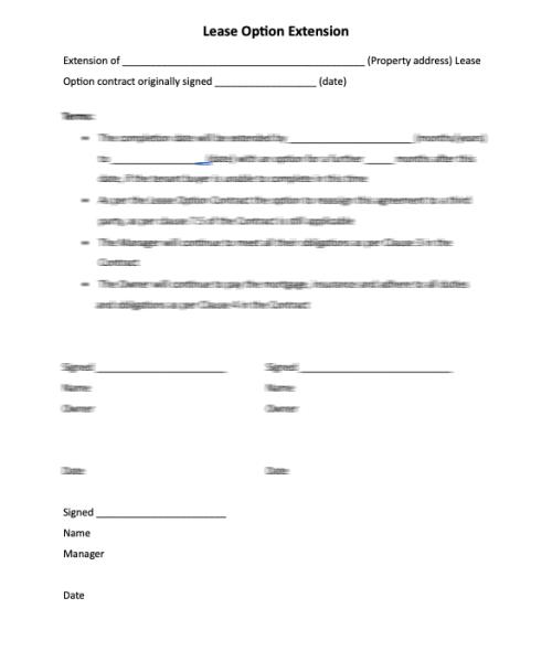 Lease Option Extension Contract